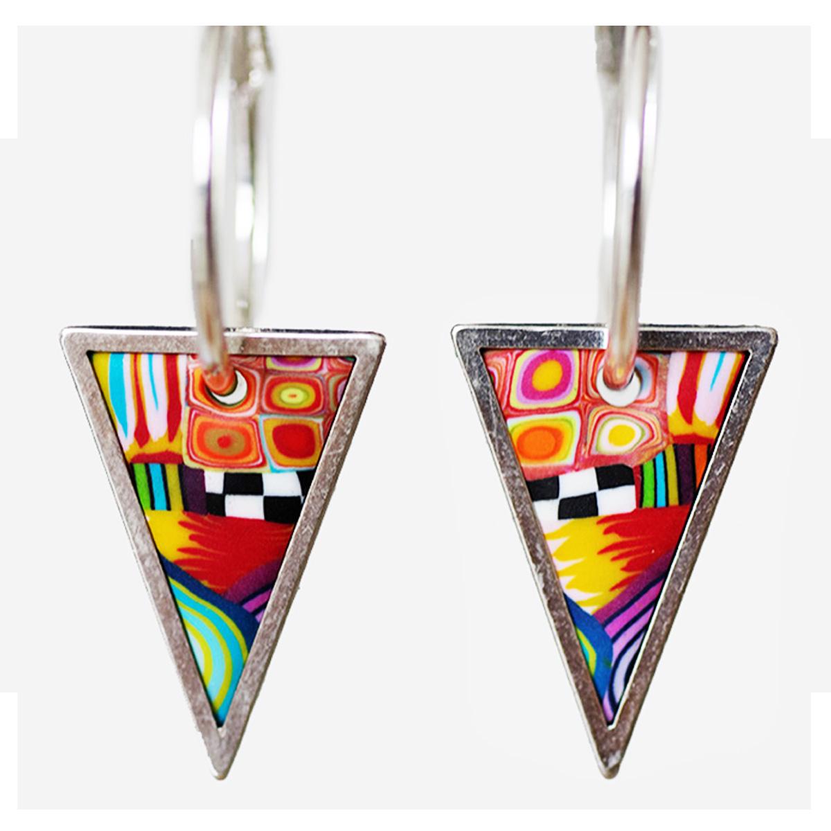 

Les Trésors De Lily [R1055] - Серьги Artisan Columbine & Arlequin разноцветное серебро - 25 мм - 27x19 мм