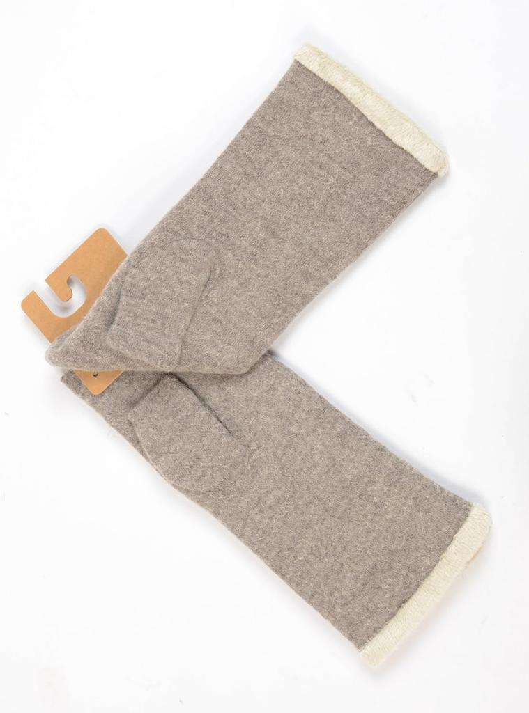 Friends Hill Noah Fingerlose schmale beige Handschuhe, Stickerei, [VW-246-528]