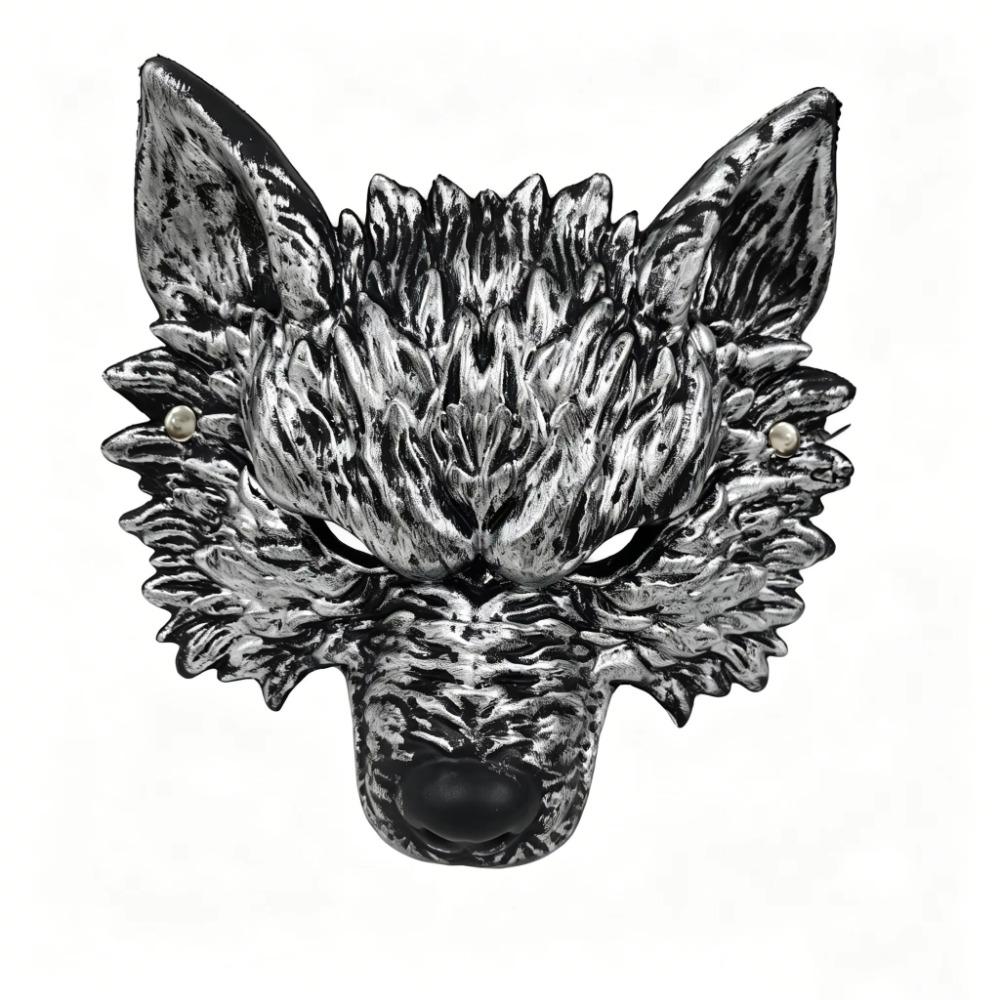 3D Fur Texture Halloween Wolf Mask Funny Cosplay Werewolf Mask Party Costume Mask  Halloween Party серебряный