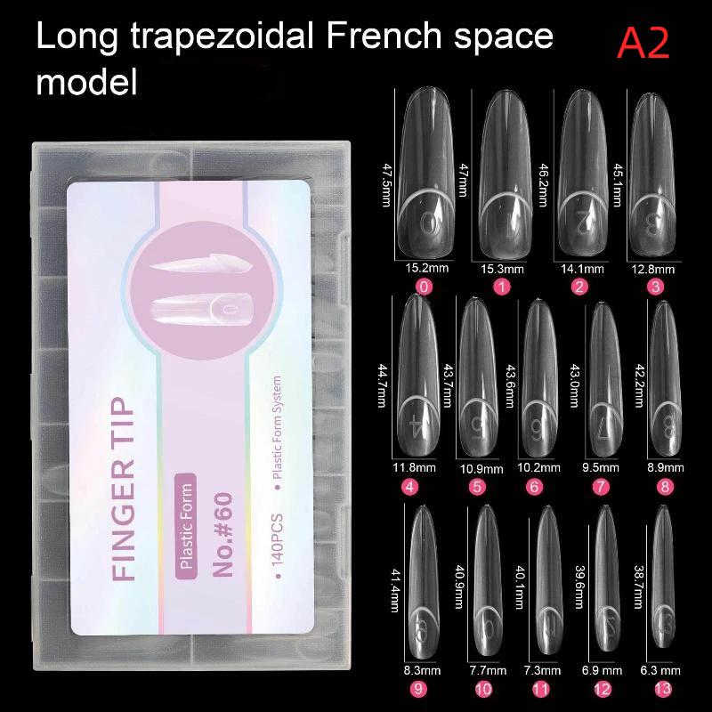 140 ks Sada krabiček s tipy na prodlužování nehtů Stiletto s plným krytím, Duální formy, Tipky na nehty, Průhledná forma na nehty pro DIY nehtové umění, Manikúra v salonu
