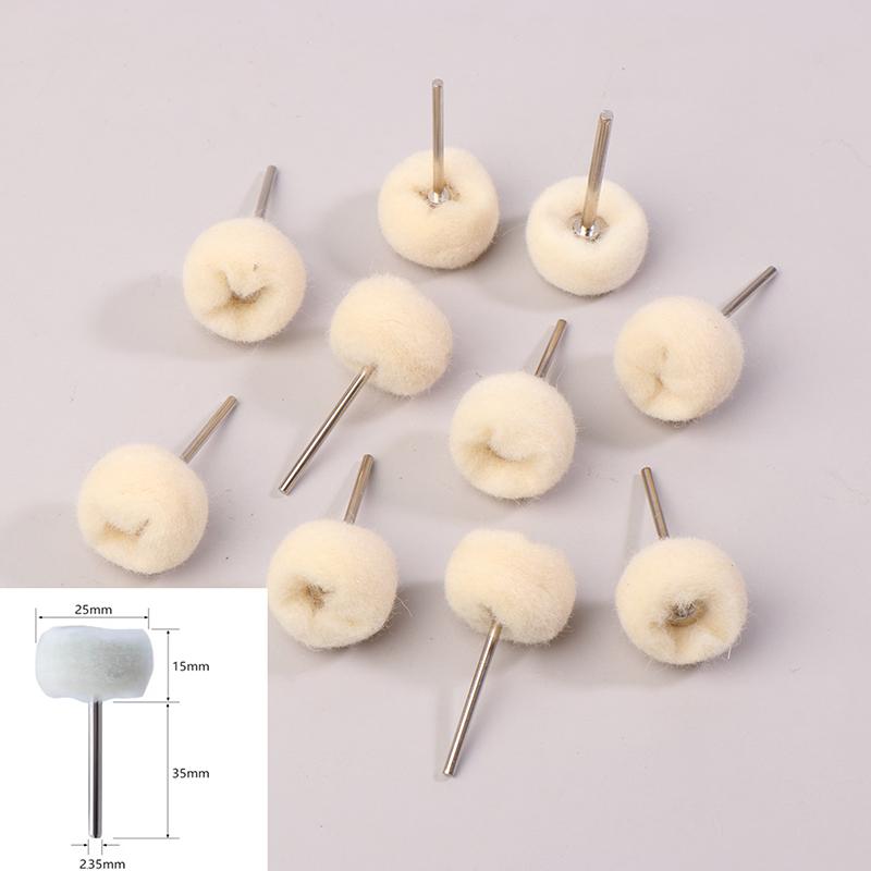 

10 шт. Мини-полировальная головка из шерсти, хвостовик 3 мм, полировальный круг, полировальная щетка, вращающаяся абразивная щетка для дрели, ручные шлифовальные полировальные инструменты