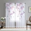 Phalaenopsis Floral Voile Curtain Living Dining Room Bedroom Kitchen Window Transparent Chiffon Flowers Tulle Curtains Light Filtering Polyester Decor