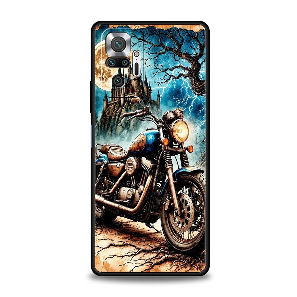 Colors Vintage Motorcycle Painted Phone Case Cover for Redmi 14C 10C Note 15 14 13 12 10 11 K40 Pro Plus 5G Soft TPU Shell Bags