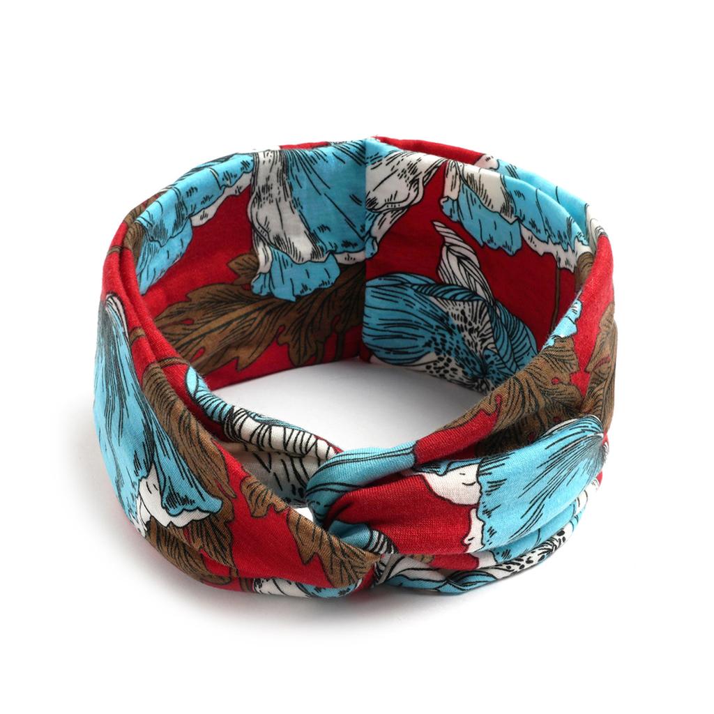 Bohemian Cross Knotted Headband Gypsy Yoga Sports Headband Wide Female Stretch Headband