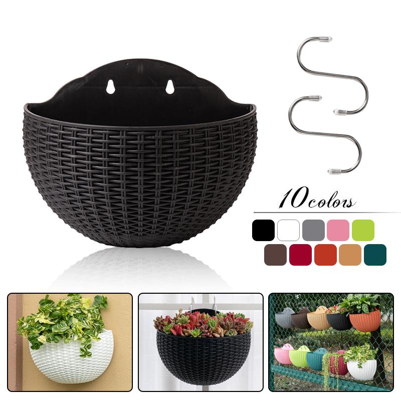 Nordic Style Planter Flower Pot Wall-mounted Plastic Wall Hanging Basket Flowerpot For Garden Wall Hanging Basket Flowerpot