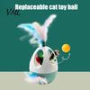 Replaceable Feather Cat Toy Accessories Interactive Wobble Toy, Automatic 360 Degree Rotating Chirping Fun Toys for Pouncing And Scratching