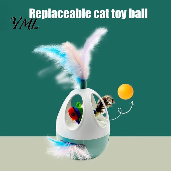 Replaceable Feather Cat Toy Accessories Interactive Wobble Toy, Automatic 360 Degree Rotating Chirping Fun Toys for Pouncing And Scratching