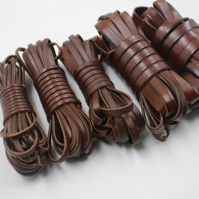 Vintage-Lederband aus echtem Rindsleder, flaches Seil, DIY-Lederhandwerk, Schmuckbeutel, 5 Meter, Lederhandwerk