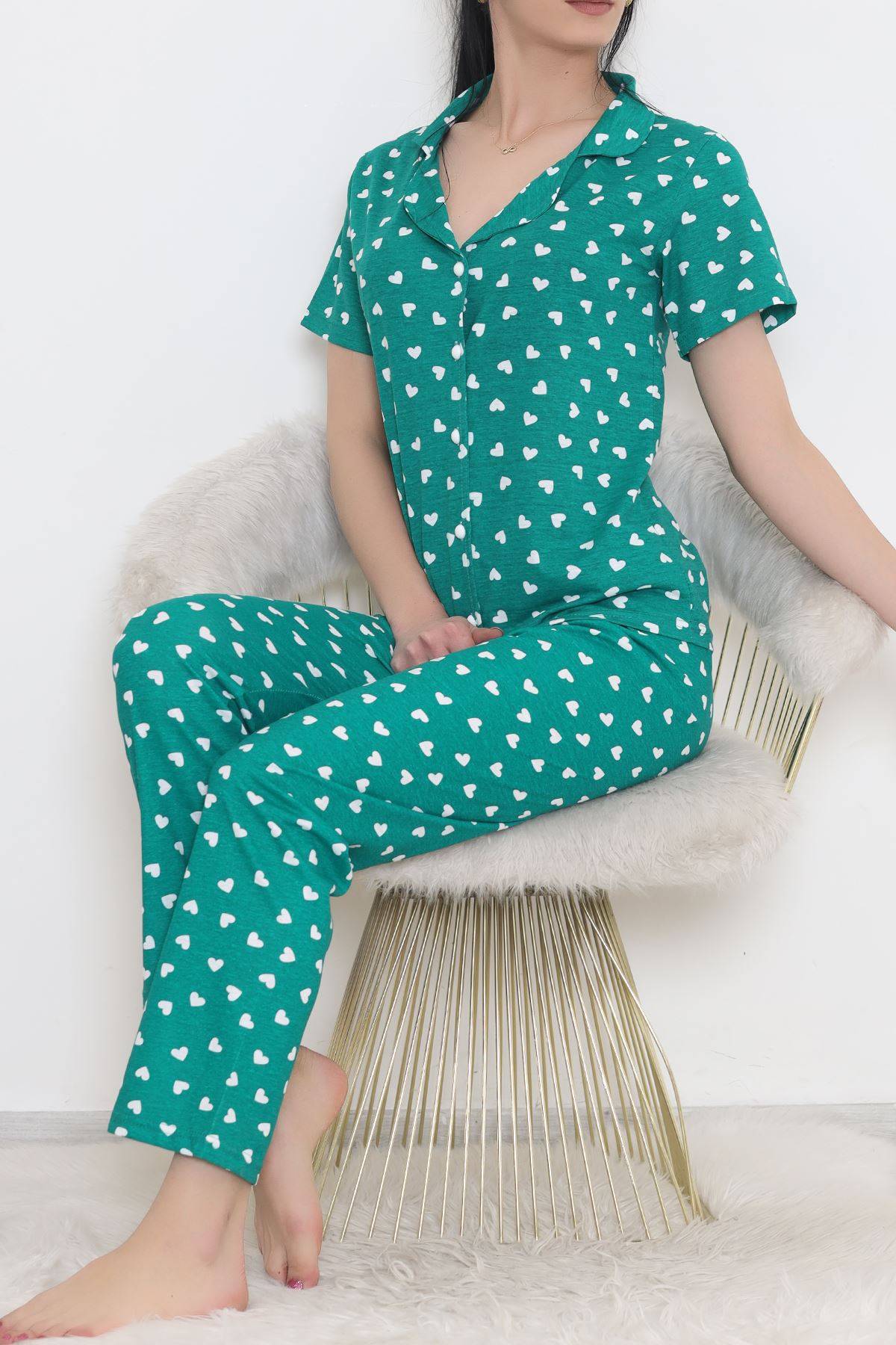 

Patterned Pajama Set Green