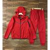 Womens Hooded Tracksuit Set Long Sleeve Cotton Sport Outfit Side Zip Casual Activewear