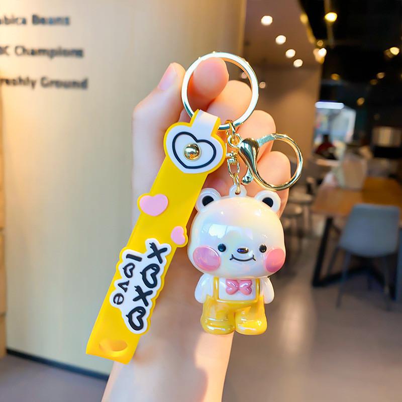 Charming Soft Pvc Bear Keychain In Blue Yellow Pink Green For Gifts