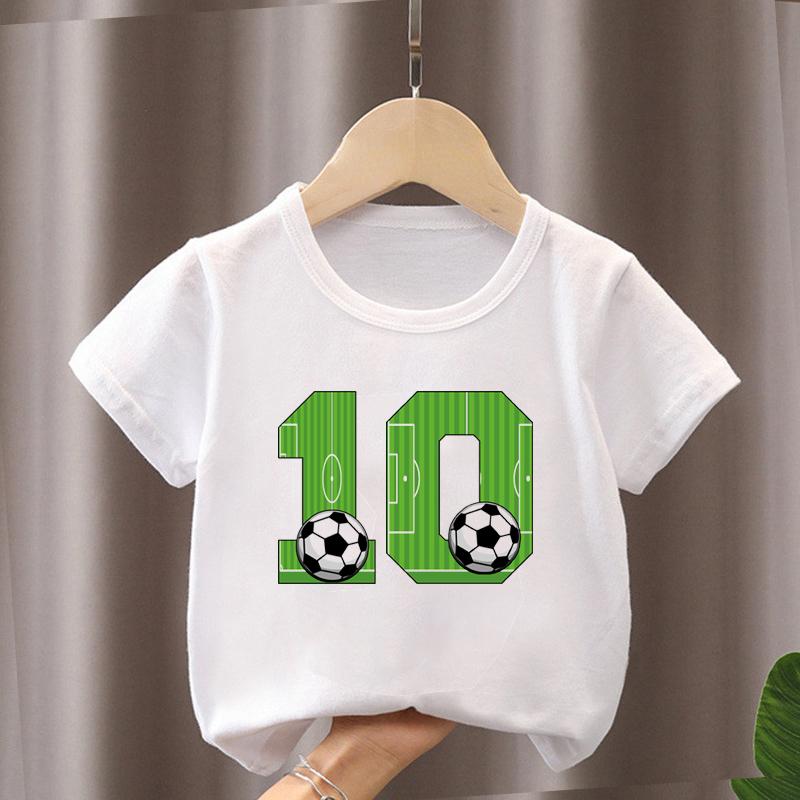Summer New Boys Girls Football T Shirts Birthday Shirt 1-12 Years Boy Soccer Sport T-Shirt For Kids Birthday Gift Tshirt Tops