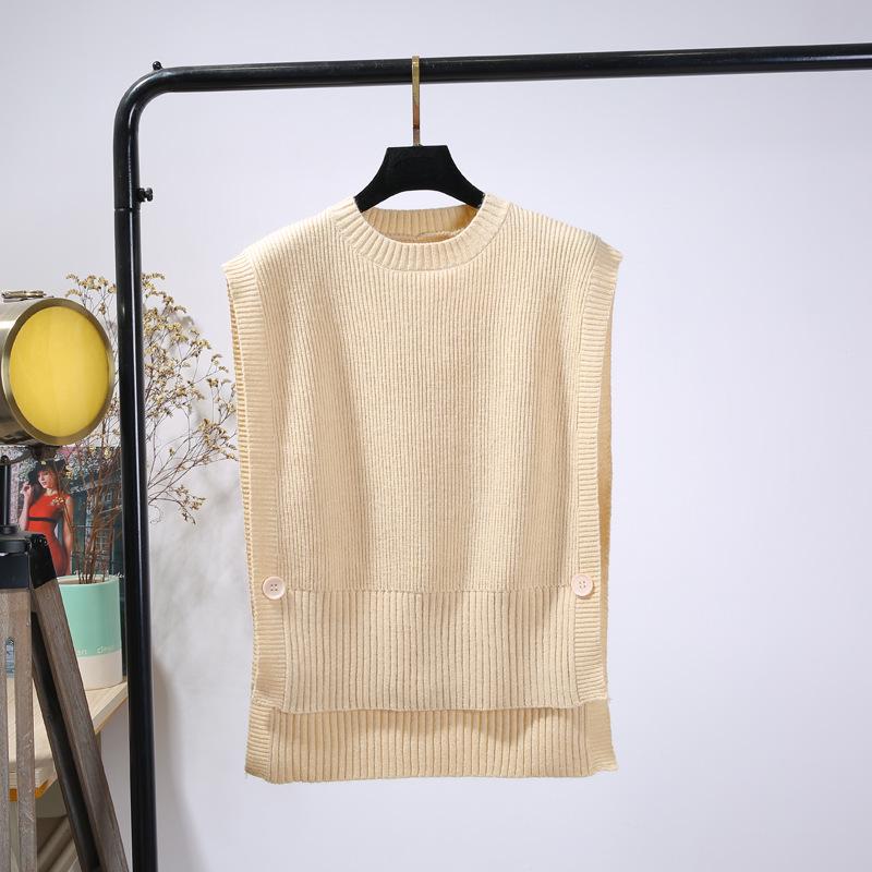 Women's Round Neck Sleeveless Knit Wool Vest - Korean Style Spring/Autumn Thin Cardigan In Solid Colors