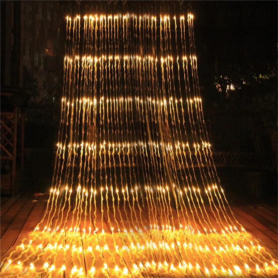 

6x3M 3x3M Waterfall Window Curtain Fairy Light Meteor Shower Rain String Light Wedding Party Christmas Water Flow Icicle Light 3X2M 240LEDS&220V EU UK AU Plug