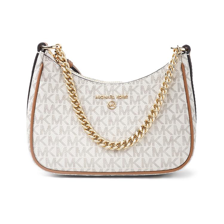 New MICHAEL KORS Jet Set Charm Canvas With Leather Shoulder Bag, Handbag, Shoulder Bag Women's Vanilla White 32H1GT9C1B-VANILLA-ACORN