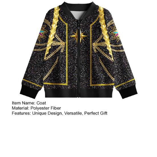 Demon Hunter Cosplay Jacket for Teens Zippered Baseball Jacket Bomber Coat Printed Fall Winter Costume for Role-Play Daily Wear