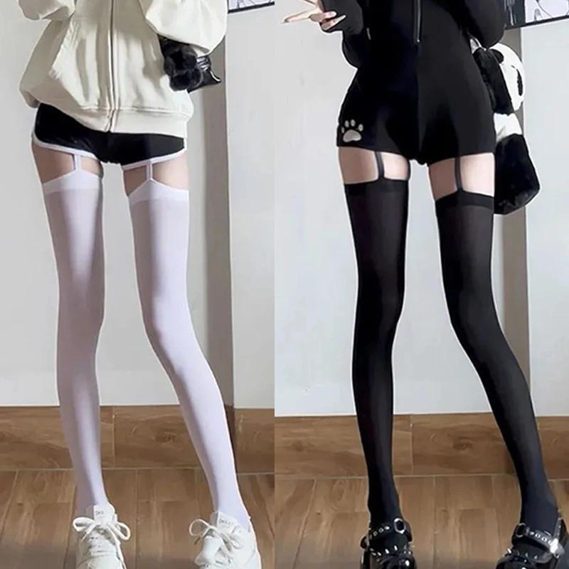 Sexy Suspender Wide-banded Velvet Tights Long Socks Lolita Thigh High Stockings with Garters Y2K JK College Over The Knee Socks