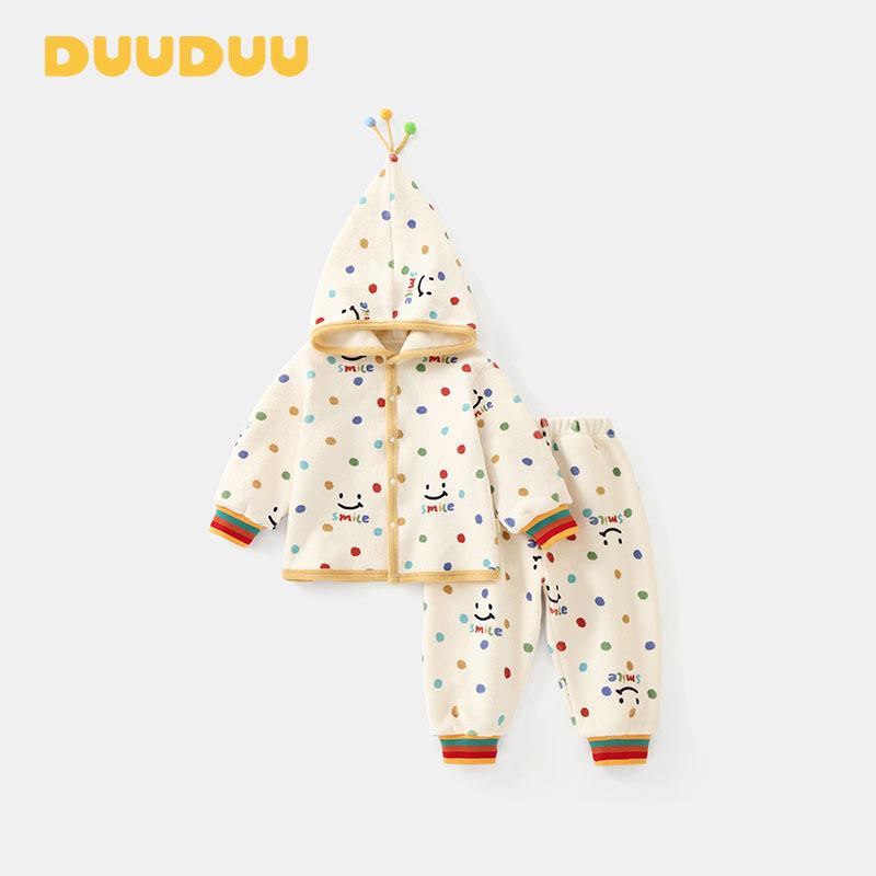 DUUDUU Kids  Korean-Style Warm Pajama Set for Toddlers - Autumn/Winter 2025 120cm (Closed Crotch)