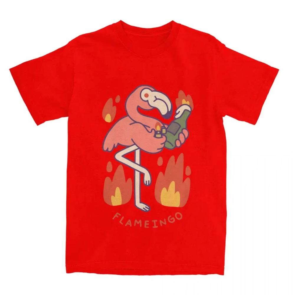 Vintage Flamme Feuer Flamingo T-Shirt für Herren Damen Lustiges Parodie T-Shirt Geschenkidee Kleidung