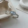 S925 Sterling Silver Korean Style Diamond & Mother-of-Pearl Pig Nose Open Bangle