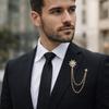 Tassel Chain Men Brooch Zinc Zinc Alloy Suit Collar Pin Vintage Suit Lapel Pin  Ceremony Banquet