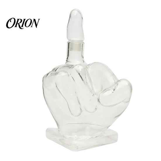 Unique 3D Finger Shape Bottle Middle Whiskey Decanter, 1000ml Glass Fist Dispenser with Stopper, Father's Day Present Hand Liquor for Home Bar,