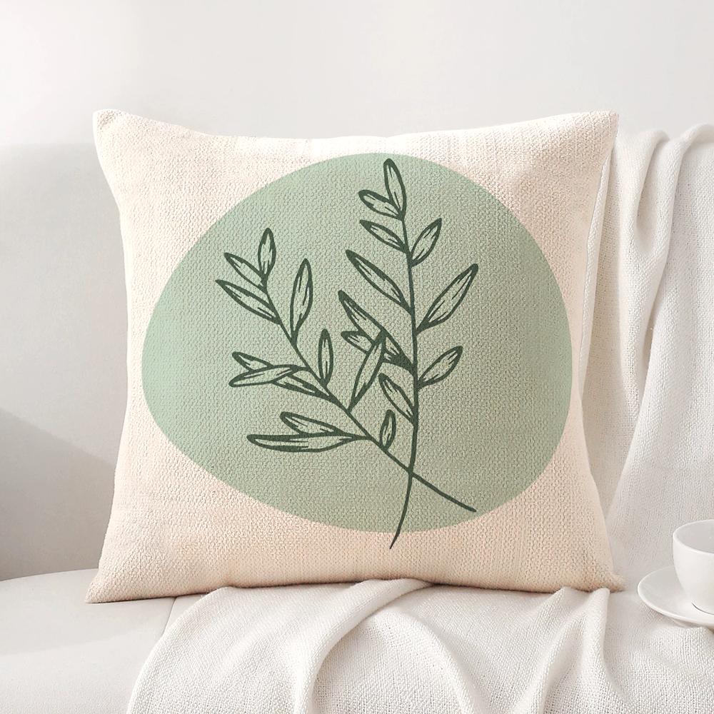 Minimalist Plants Cushion Cover Natural Linen Organic Fabric DoubleSided Printing Sofa Home Decor Gift Pillow Cover