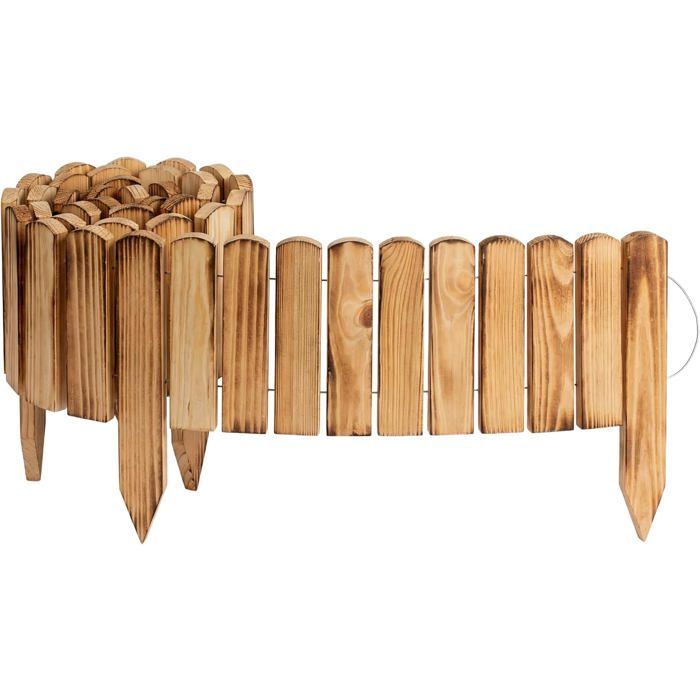Bordure de jardin - CREATIVE HOME - 200 x 20 cm Opalisé - Pin naturel - Rollborder flexible - Anti-moisissure