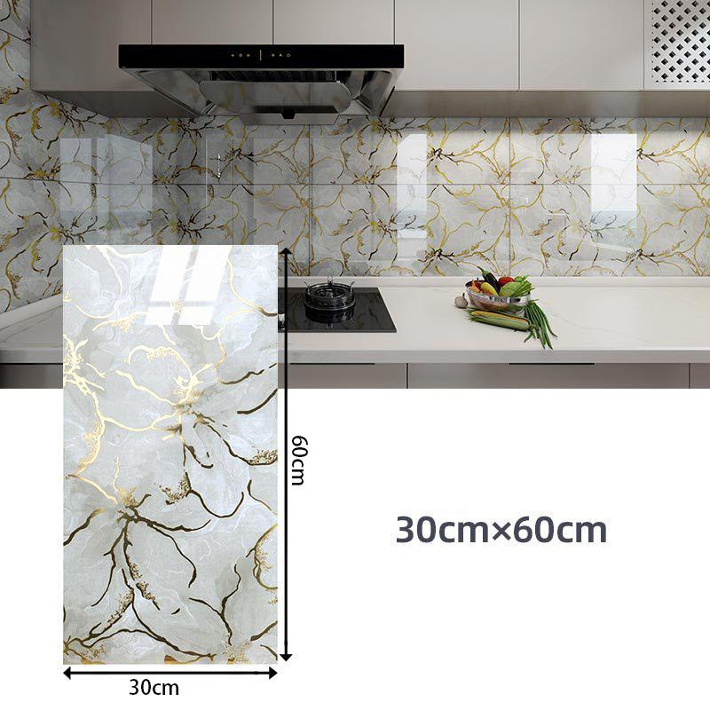 60*30cm Thickened Gold Foil Self-Adhesive Tile Sticker, Faux Ceramic Tile Wallpaper Waterproof  Wallsticker Kitchen & Living Room Decor