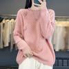 2025 Autumn/Winter Women's Thick Cashmere Hand-Knit Hollow Round Neck Long Sleeve Sweater