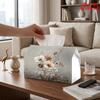 2D Flat 1pc, Tissue Box. Blooming Flowers Pattern Napkin Dispenser, Reusable, Daily Desktop Tissue Organizer, Suitable for Kitchen Living Room Bedroom