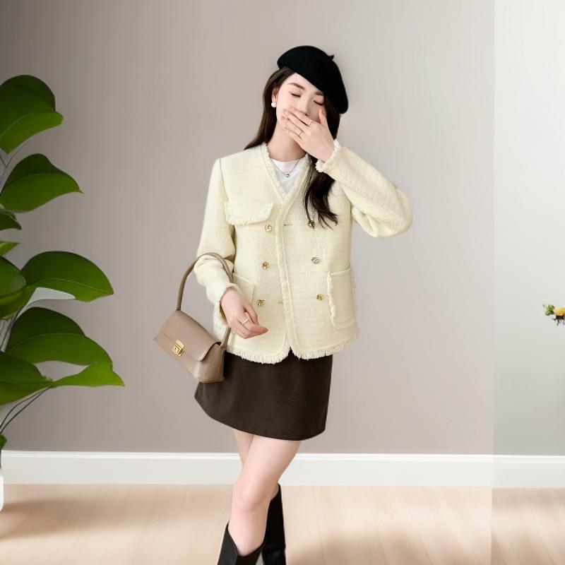 

Женское короткое двустороннее кашемировое пальто 2025: Приталенная, Универсальная, Высококачественная шерстяная модная куртка