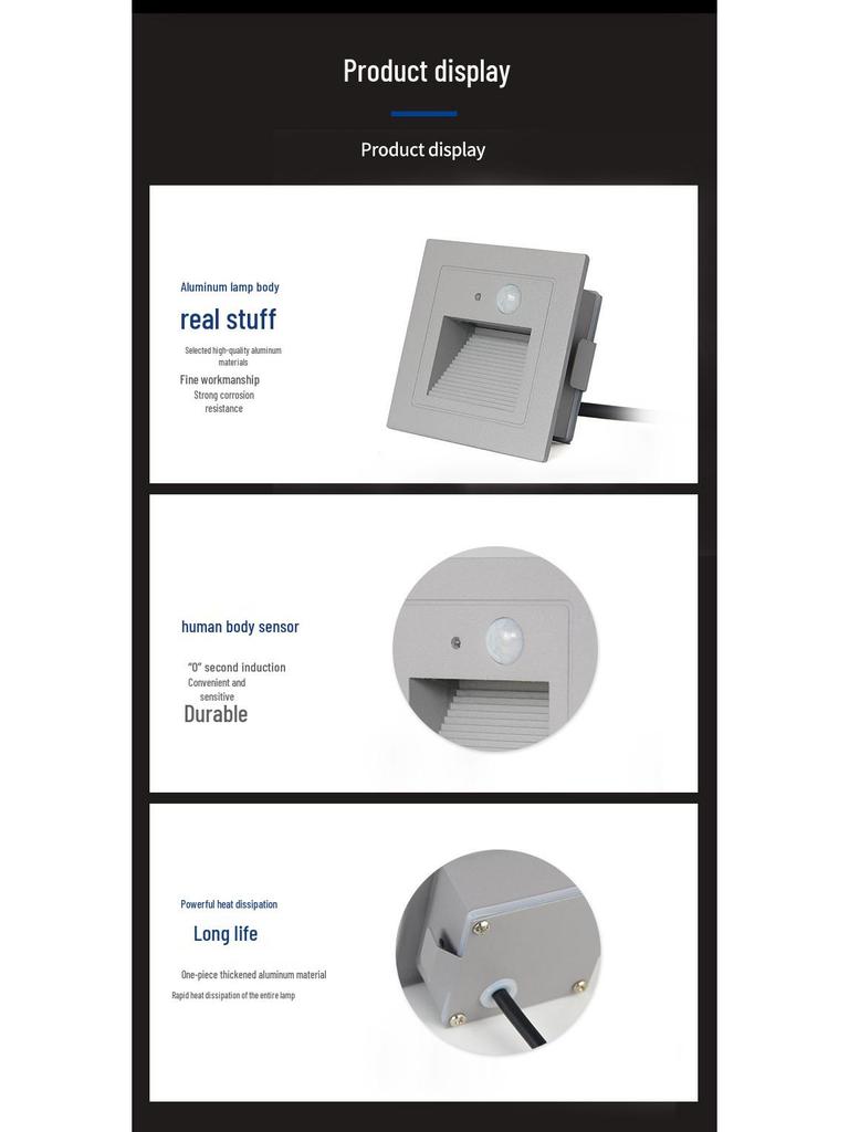 Outdoor LED Motion Sensor Step Light, Waterproof Recessed Aluminum Plinth Light