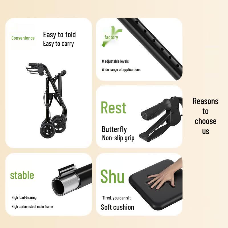 Fushide Foldable Rollator Walker with Seat