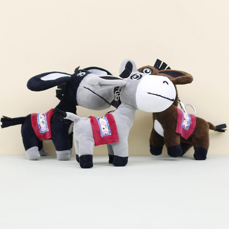 Adorable Plush Donkey Keychain Soft Short Plush Cute Animal Bag Charm 15cm