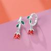 100% 925 Silver Colorful Butterfly Ladybug Rose Bow Pendant Earrings For Women Fashion Anniversary Party Jewelry Gifts