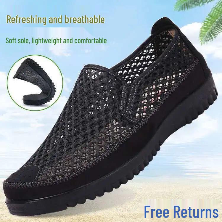 Men s Old Beijing Mesh Slip-On Casual Shoes - Non-Slip, Breathable, Soft Sole Sandals Size 37
