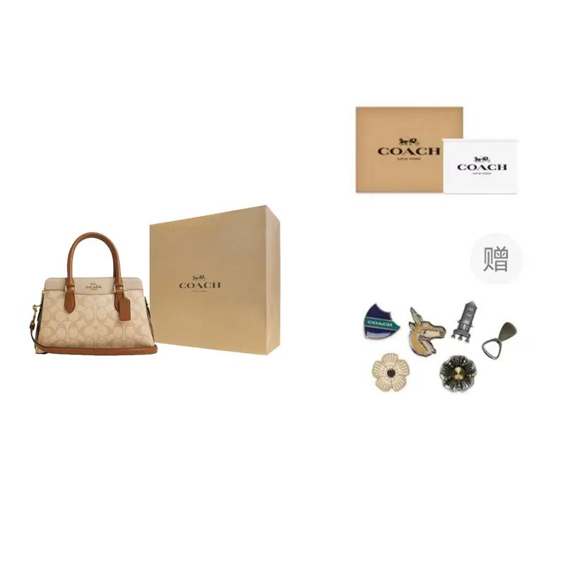 Coach Darcie Coated Canvas Leather Shoulder Bag , Crossbody Bag , Handbag Medium Women's Khaki (Unisex) Handbags CS553 IMWQ4