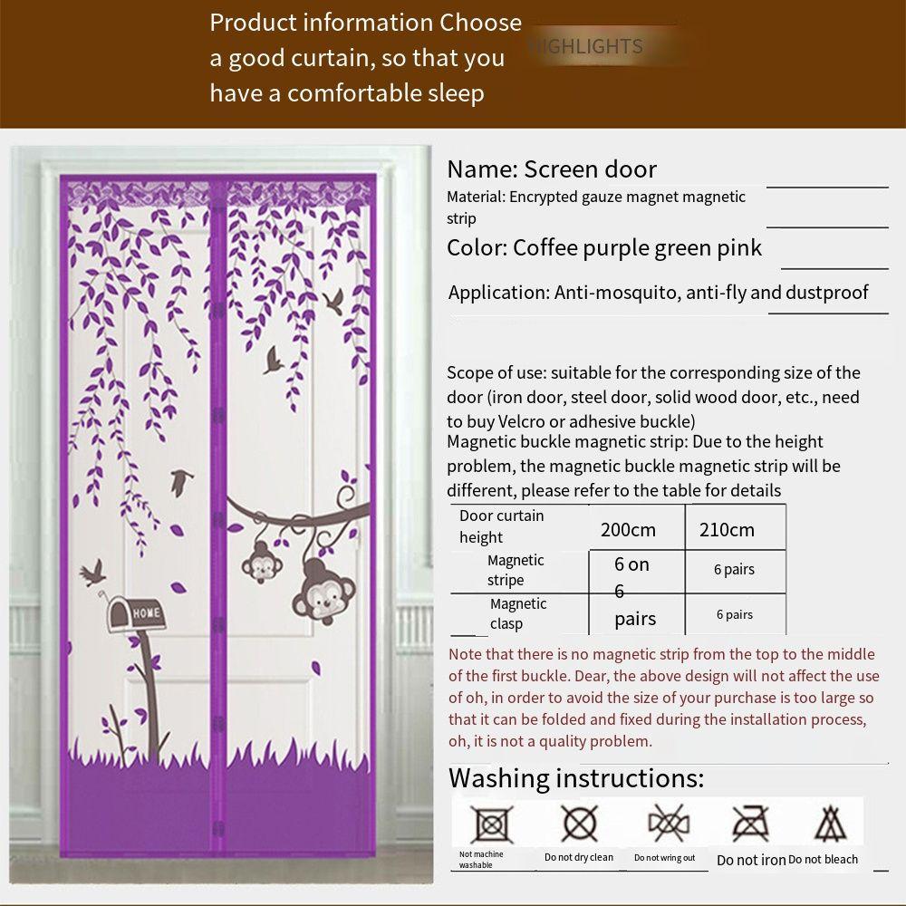 Cartoon Mesh Door Curtains Automatic Closing Mosquito Net Screen Curtain  Pet Kids Friendly