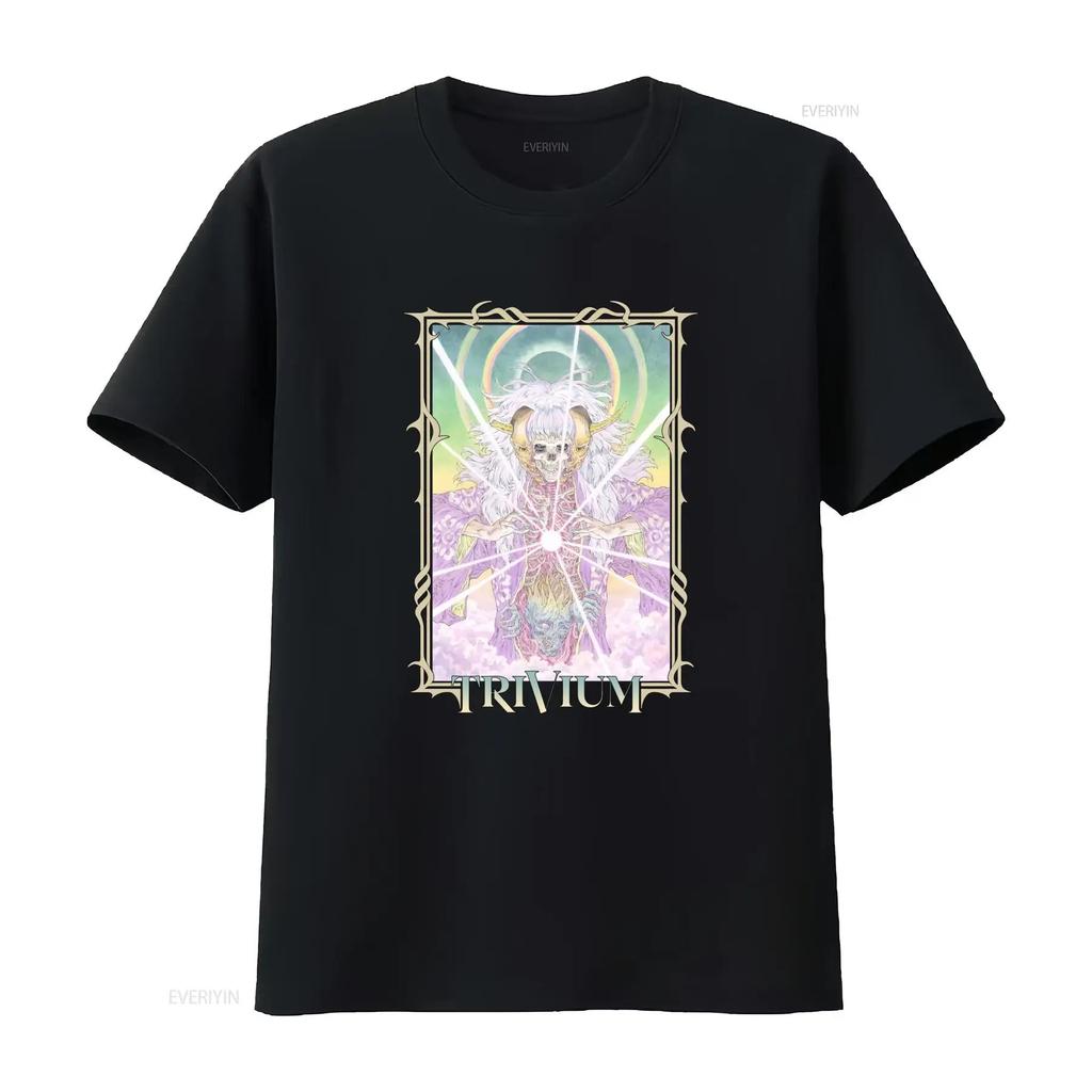 Gothic Dark Fantasy Trivium Skull Demon Psychedelic Tarot Print Casual Rock T Shirt Vintage Top For Everyday Wear
