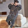 Pijama de bărbați din fleece coral, iarnă, flanel, cămașă de noapte, îngroșată, mărime mare, largă, haine de casă, costum din două piese