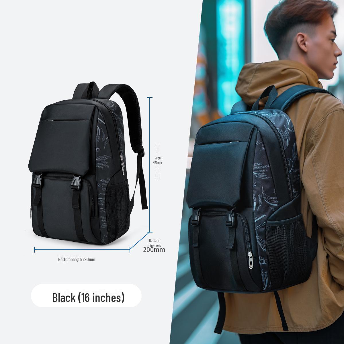 

Мужской водонепроницаемый деловой и дорожный рюкзак для ноутбука — большая вместимость для студентов и профессионалов 29x20x47CM чёрный