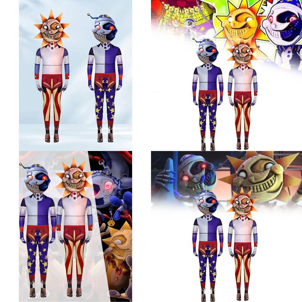 Fnaf Sun And Moon Cosplay Jumpsuit Milk Silk Roleplay Costume For Anime Fans