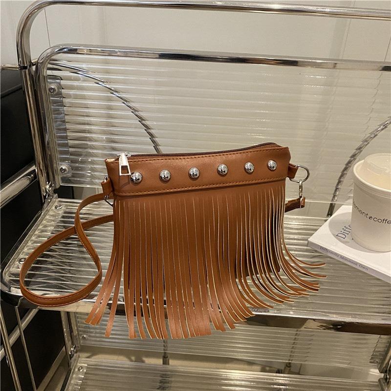 Miss.mini Large Capacity Fringed Bag Women's Summer New Solid Color Personalized Fashion Shoulder Messenger Bag