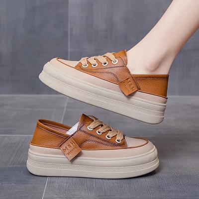 Yeni Platform Spor Ayakkabılar Kadın Sonbahar Spor Ayakkabıları Nefes Alabilen Deri İnce Ayakkabılar Moda Kalın Taban Günlük Spor Ayakkabılar Hantal Spor Ayakkabılar