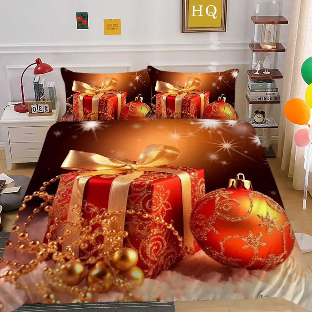 Christmas Digital Printing 3D Printing Polyester Pillowcase Quilt Cover Two Or Three-Piece Set