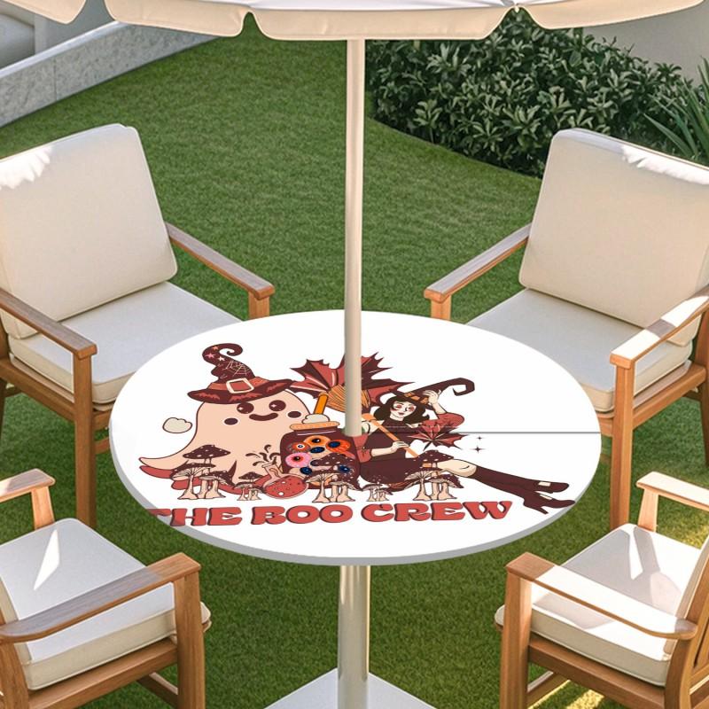 Outdoor Round Table Cover With Umbrella Hole Waterproof Elastic Edge Patio Garden Deck