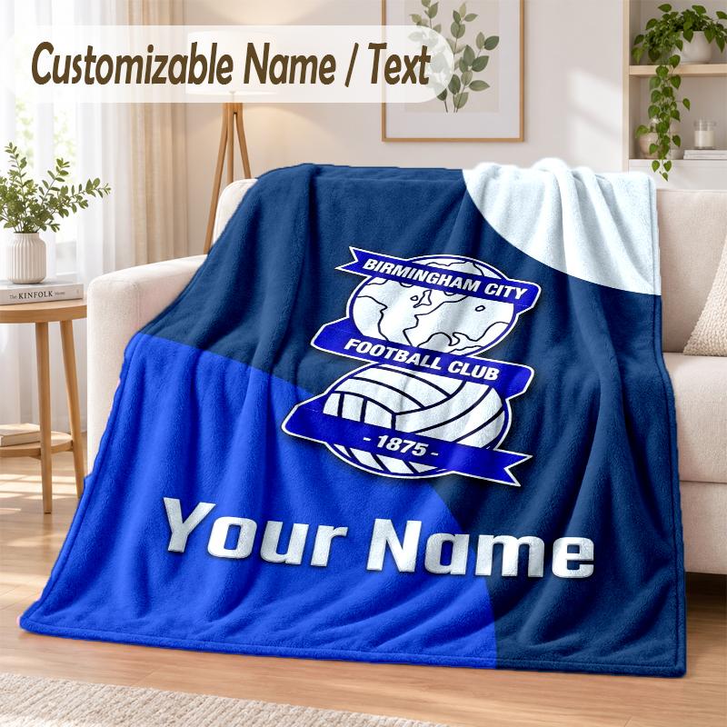 Personalisierte Flanelldecke BIRMINGHAM CITY Fußball-Print Warme Gemütliche Decke Zuhause Sofa Bettwäsche
