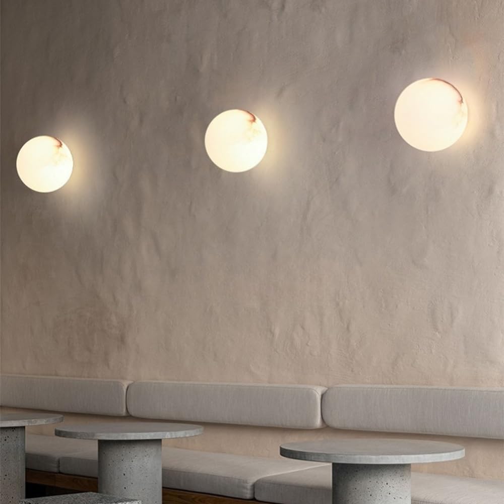 Wall Lamps Sconces Globe Marble Wall Sconce Wall Lamp Natural Alabaster Wall Light Mid Century Sconces Wall Lighting G9 Vanity Wall Lights for