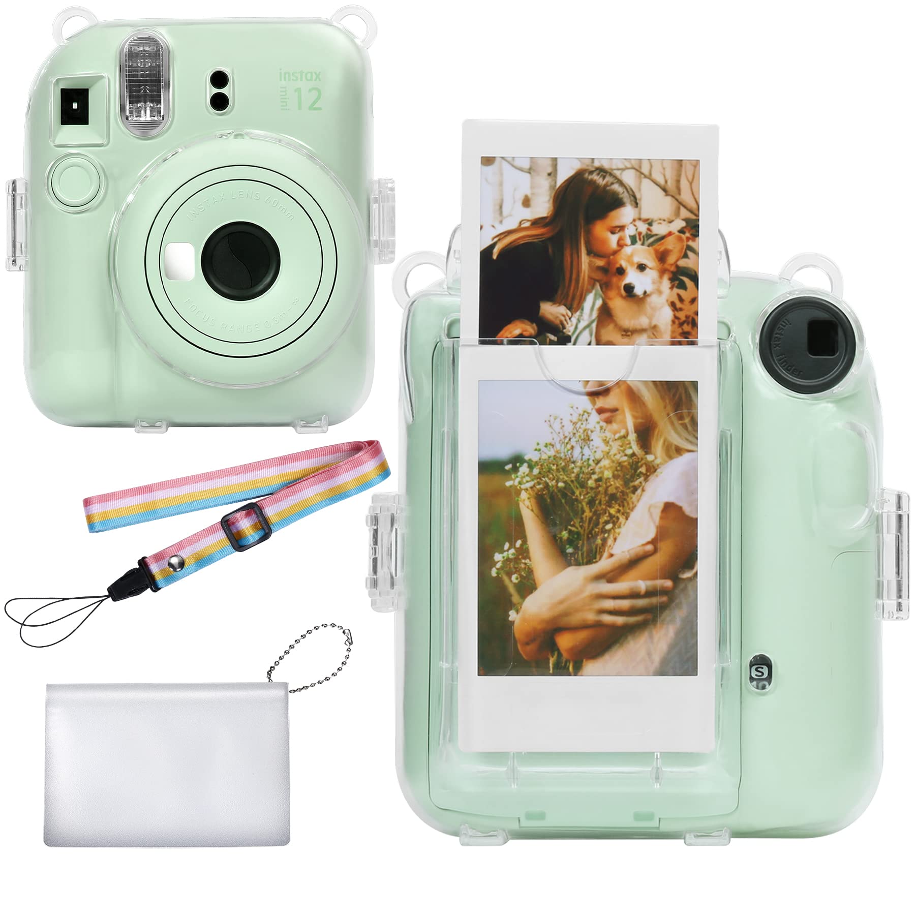 

ексклюзивний прозорий сумісний продукт FUJIFILM instax mini 12 миттєва камера INS MINI 12 ПВХ кришка з плечовим ременем прозора [чохол Aenllosi]